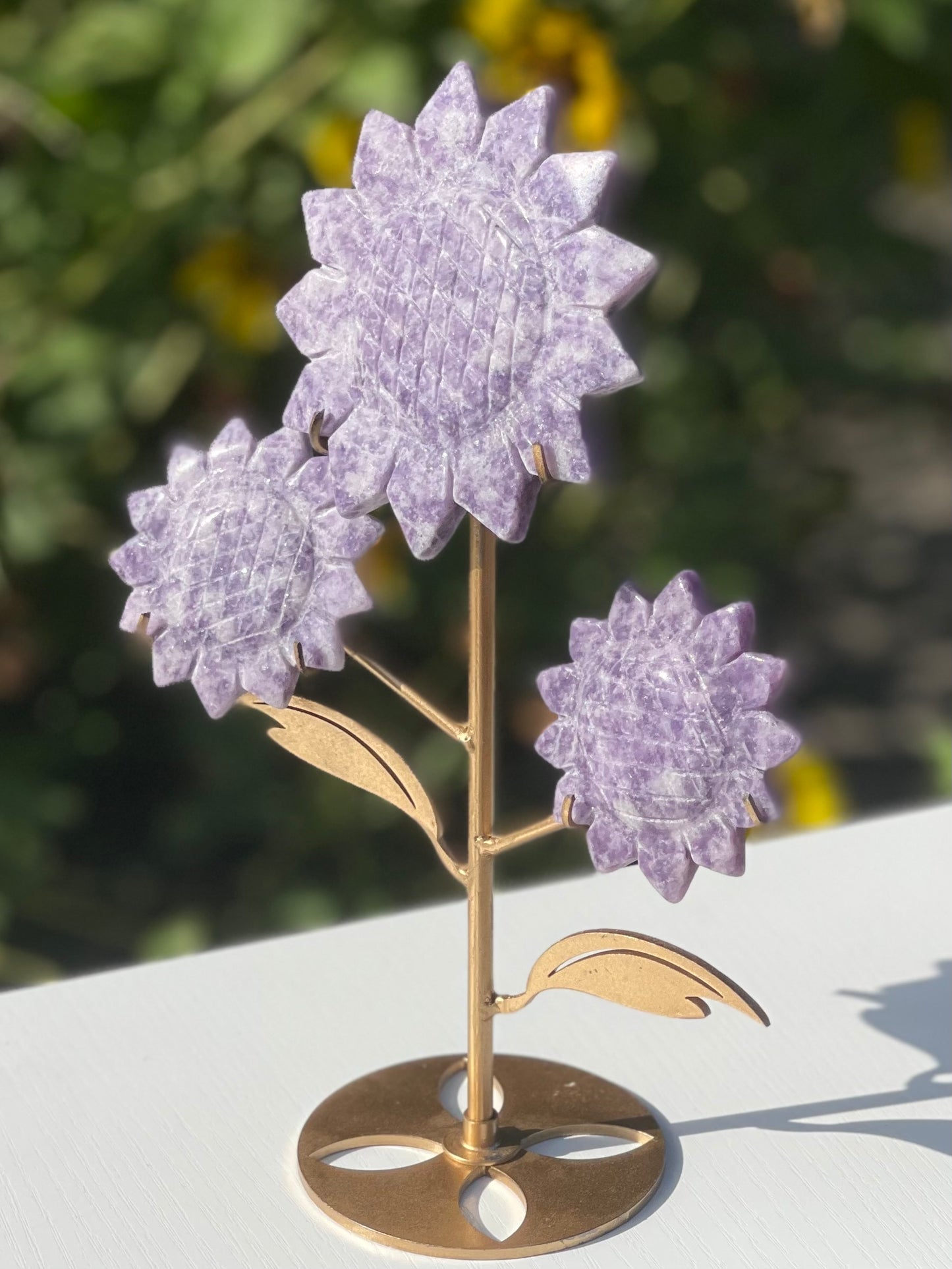 Lepidolite Flower carving with stand