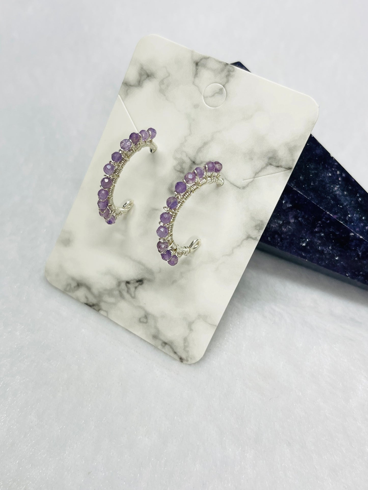Purple Amethyst wire wrapped earrings