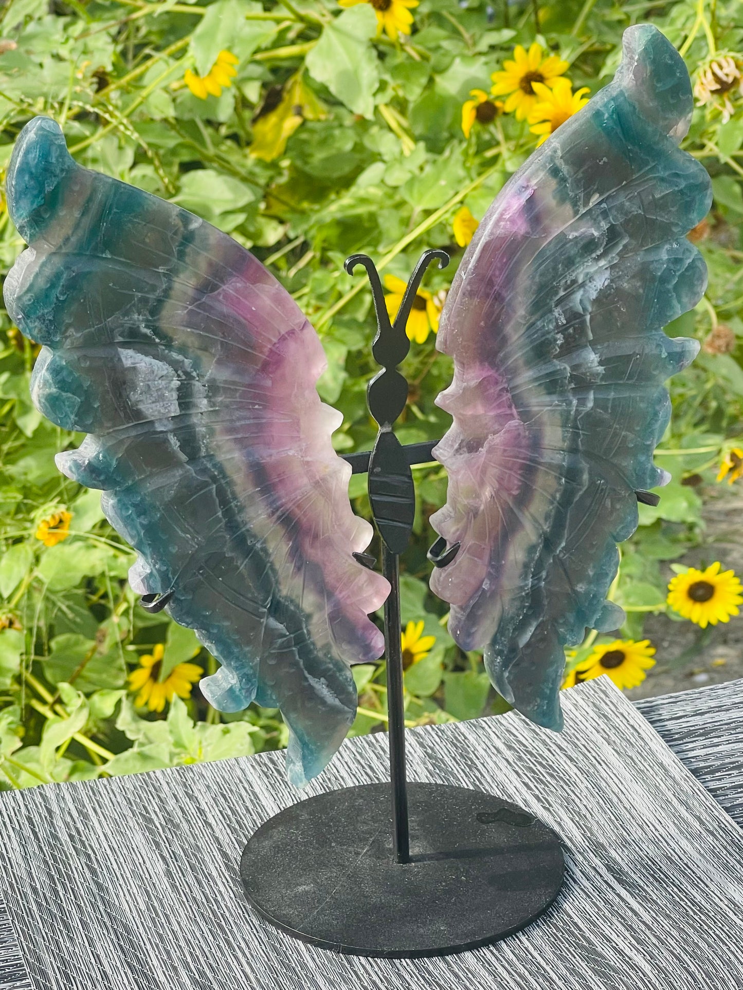 Fluorite Butterfly Wings Black Stand