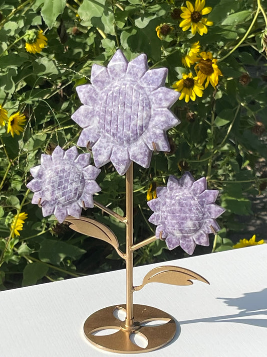 Lepidolite Flower carving with stand