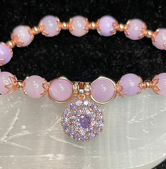 Lavender Persian Jade Bracelet/Rose Gold