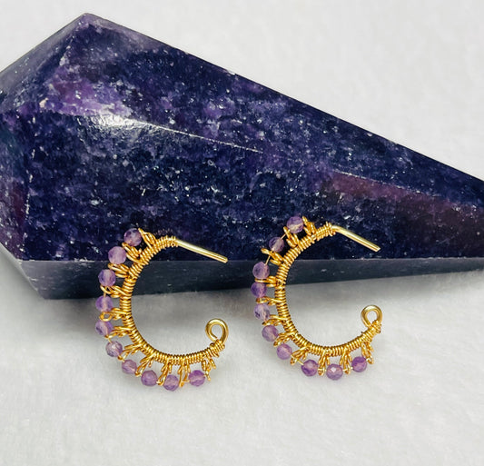 Purple Amethyst wire wrapped earrings