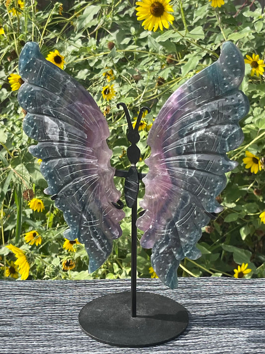 Fluorite Butterfly Wings Black Stand