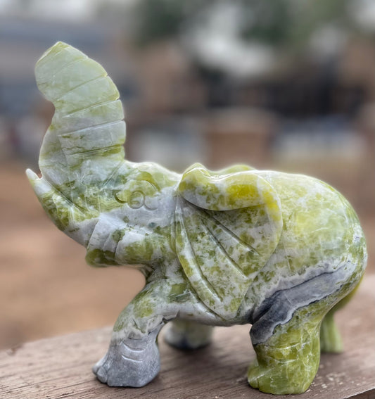 Green Jade Elephant Carving