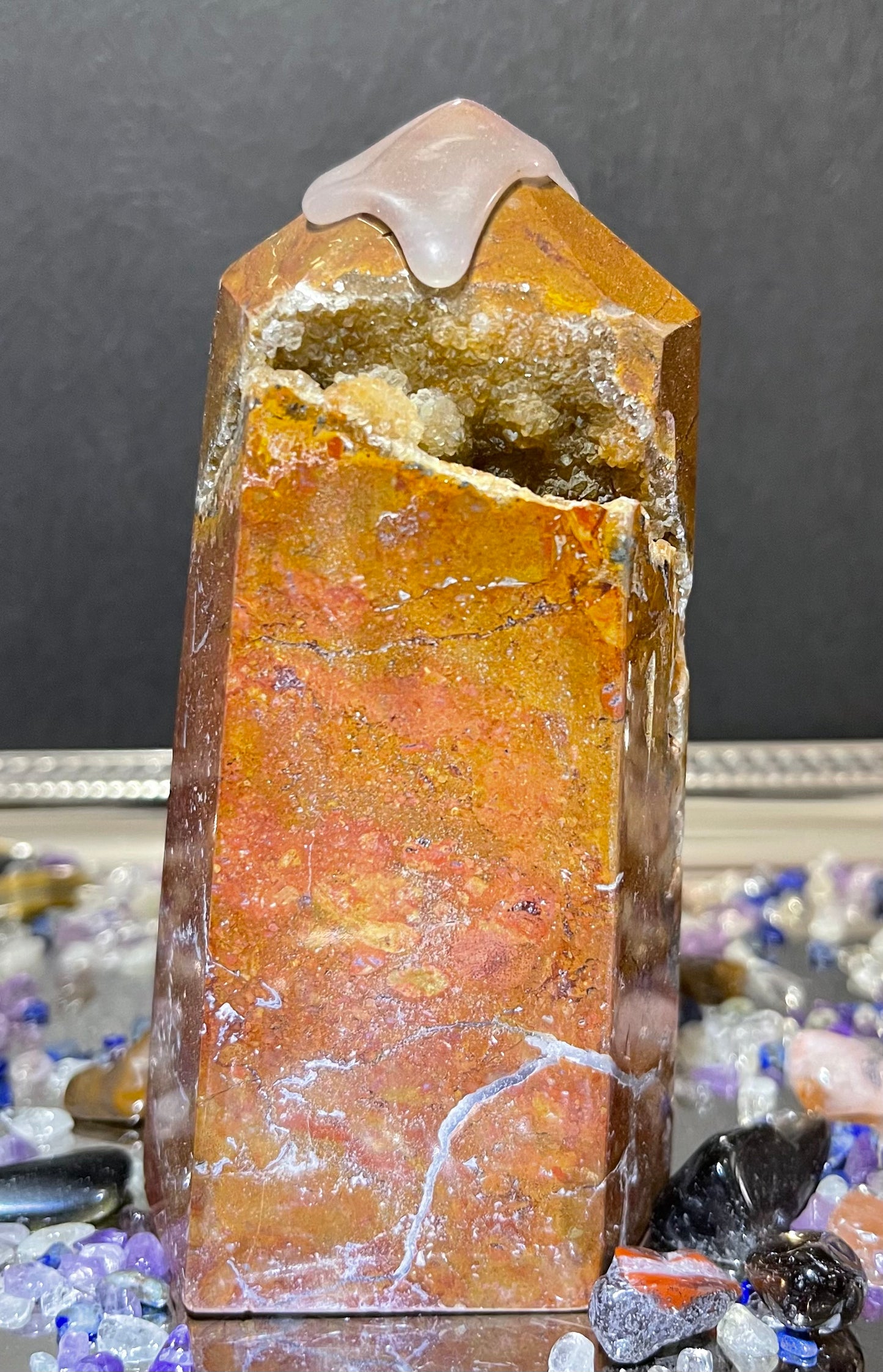 Red Jasper Druzy Tower med