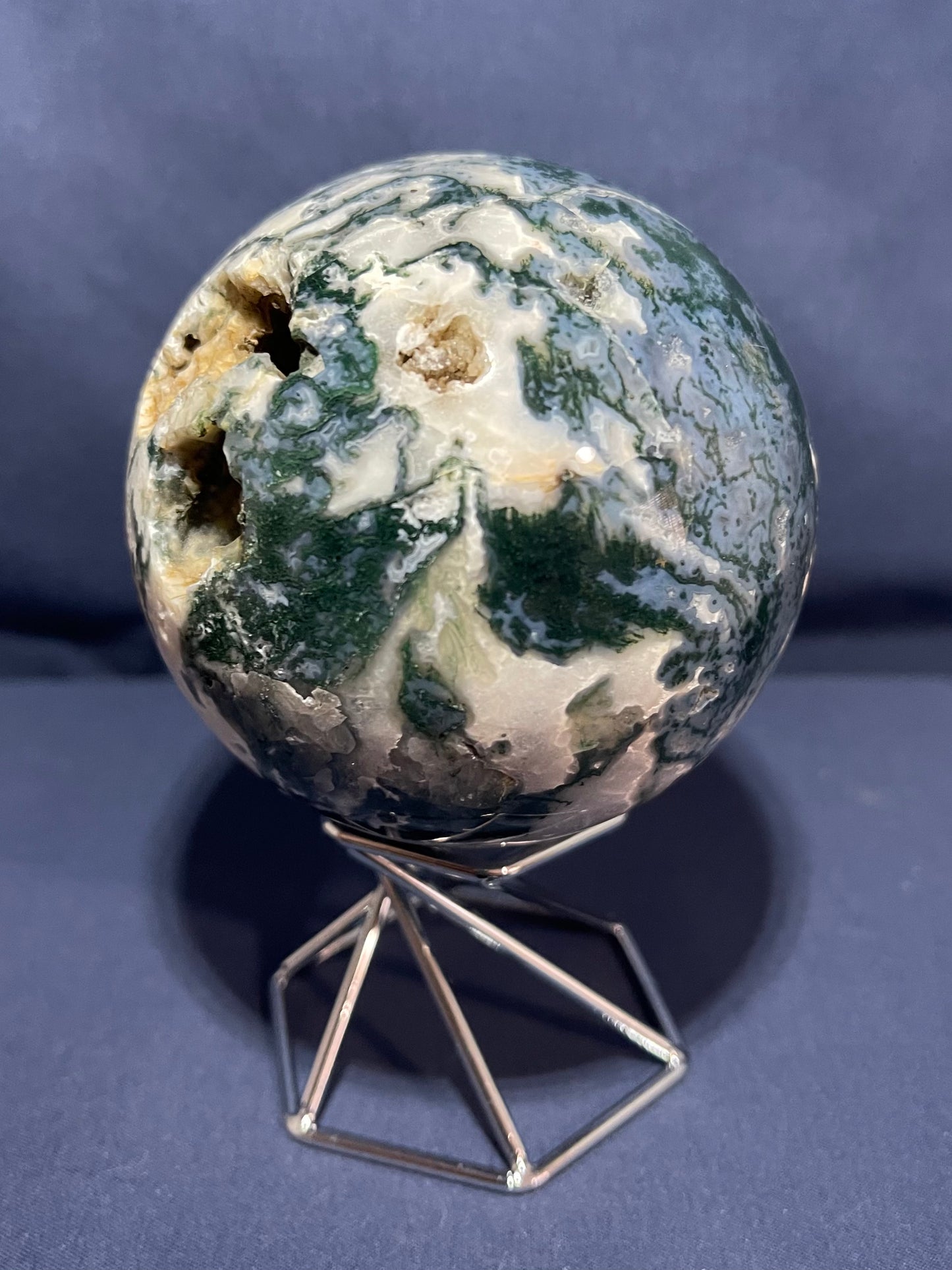 Moss Agate Druzy Sphere 3”