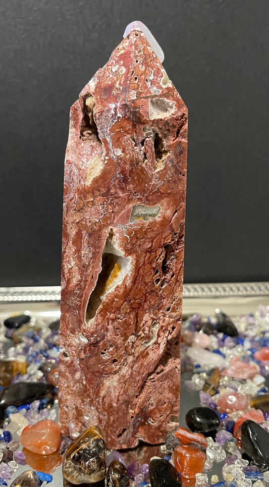 Red Jasper Druzy Tower